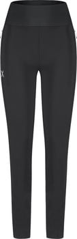 Schwarze Damenleggings mit hohem Bund und Markenlogo.
