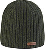 Grüne Rippstrickmütze mit Lederdetail von ARECO.
