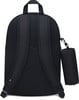 Schwarzer Rucksack mit Jordan-Logo und abnehmbarer Tasche an der Seite.