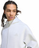 Ein Mann mit Dreadlocks in einem grauen Hoodie mit Adidas-Logo vor weißem Hintergrund.