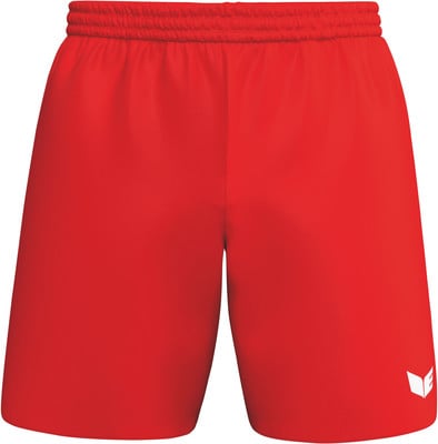 Rote Sporthose mit weißem Logo auf dem rechten Hosenbein.