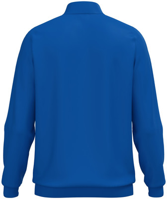 Rückansicht einer blauen Jacke mit langen Ärmeln und Kragen. Rückansicht einer blauen Jacke mit langen Ärmeln und Kragen.