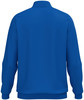 Rückansicht einer blauen Jacke mit langen Ärmeln und Kragen.