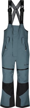 Blaue Latzhose mit schwarzen Akzenten, ideal zum Skifahren.