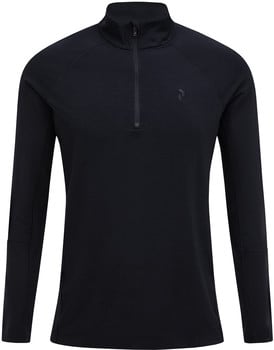Schwarzes Langarmshirt für Herren mit kurzem Reißverschluss am Kragen.