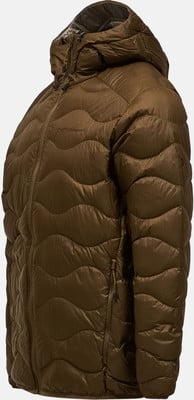 Braune Steppjacke mit Kapuze und Wellenmuster, Marke Peak Performance. Braune Steppjacke mit Kapuze und Wellenmuster, Marke Peak Performance.