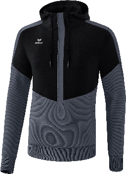 Schwarzer Herren-Hoodie mit grauen Streifen.