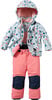 Mädchen-Skijacke und Hose mit fröhlichem Berg- und Baumdruck.