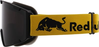 Skibrille mit schwarzem Rahmen und gelbem Band mit Red Bull Logo. Skibrille mit schwarzem Rahmen und gelbem Band mit Red Bull Logo.