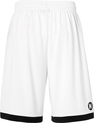 Weiße kurze Sporthose mit schwarzem Saum und Logo. Weiße kurze Sporthose mit schwarzem Saum und Logo.