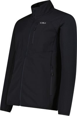 Schwarze Herrenjacke mit strukturierten Ärmeln und CMP-Logo. Schwarze Herrenjacke mit strukturierten Ärmeln und CMP-Logo.