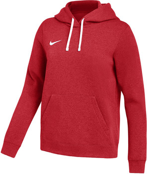 Ein roter Kapuzenpullover mit weißer Kordel und Nike-Logo.