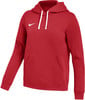 Ein roter Kapuzenpullover mit weißer Kordel und Nike-Logo.