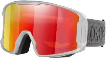 Skibrille von Oakley mit rotem Glas und weißem Rahmen.