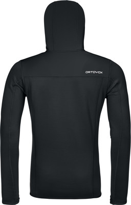 Schwarzes Kapuzensweatshirt mit ORTOVOX-Logo auf dem Rücken. Schwarzes Kapuzensweatshirt mit ORTOVOX-Logo auf dem Rücken.