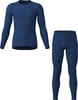 Dunkelblaues Langarm-Thermoshirt und Thermohose.