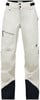 Eine beige Skihose mit schwarzen Akzenten und einem kontrastierenden Saum.