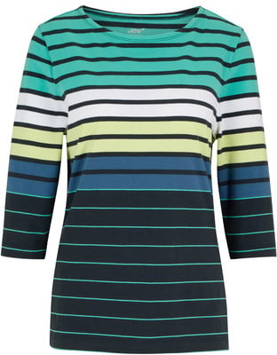 Gestreiftes Kurzarm-Shirt in Mintgrün und Dunkelblau.