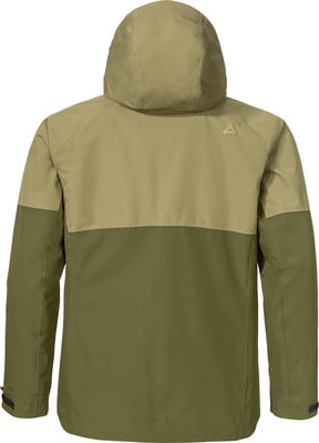 Grüne Herrenjacke mit Kapuze, zweifarbig, mit Logo auf dem Rücken. Grüne Herrenjacke mit Kapuze, zweifarbig, mit Logo auf dem Rücken.
