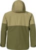 Grüne Herrenjacke mit Kapuze, zweifarbig, mit Logo auf dem Rücken.