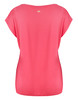 Ein rosa T-Shirt mit kurzen Ärmeln und einem goldenen Detail am Ausschnitt.
