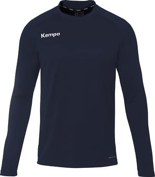 Dunkelblaues Herrenshirt mit langen Ärmeln und Kempa-Logo.