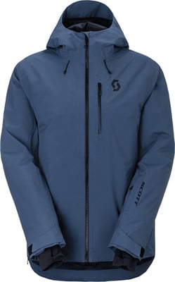 Blaue Herren-Skijacke mit Scott-Logo auf Brust und Ärmel.