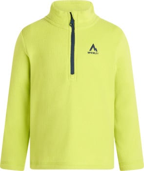 Grüner McKinley Fleece Pullover mit dunkelblauem Reißverschluss und Logo.