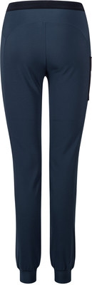 Dunkelblaue Damen-Stretchhose mit Taschen und elastischem Bund. Dunkelblaue Damen-Stretchhose mit Taschen und elastischem Bund.