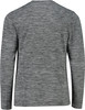 Rückansicht eines grauen Langarmshirts mit meliertem Muster.