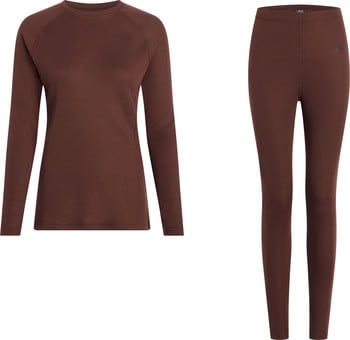 Braunes Langarm-Thermoshirt und Leggings.