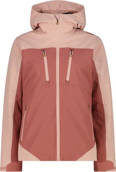 Damenjacke mit Kapuze in Rosatönen mit Reißverschluss und Taschen.