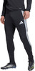 Schwarze Adidas Sporthose mit weißen Streifen und Logo.