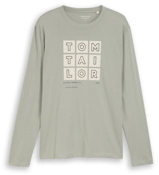 Szürke hosszú ujjú póló Tom Tailor logóval.