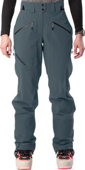 Blaue Skihose mit schwarzen Reißverschlüssen und Dynafit-Logo.
