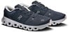Herren-Laufschuhe in Dunkelblau mit weißer Sohle und grauen Schnürsenkeln.