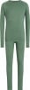 Grüne Thermounterwäsche für Kinder, Set aus Oberteil und Leggings.