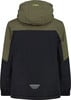Grüne und schwarze Jacke mit Kapuze und CMP-Logo auf dem Rücken.
