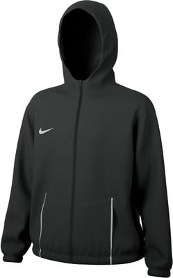 Schwarze Nike Herrenjacke mit Kapuze und weißem Logo. Schwarze Nike Herrenjacke mit Kapuze und weißem Logo.