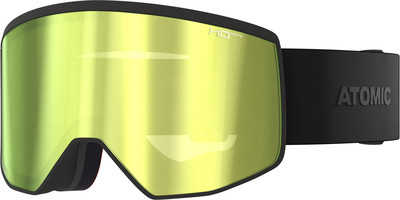Atomic Skibrille mit gelbem Spiegellinse und schwarzem Band. Atomic Skibrille mit gelbem Spiegellinse und schwarzem Band.