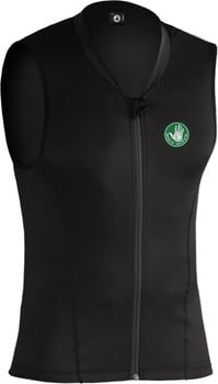 Schwarze Weste mit Body Glove Logo und Reißverschluss.