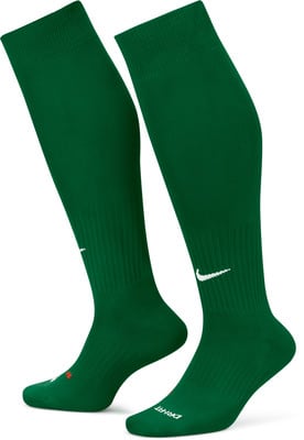 Zwei grüne Nike-Fußballsocken mit Logo und DRI-FIT-Schriftzug. Zwei grüne Nike-Fußballsocken mit Logo und DRI-FIT-Schriftzug.