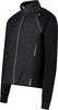 Schwarze Herrenjacke mit gestepptem Vorderteil und schwarzen Ärmeln.
