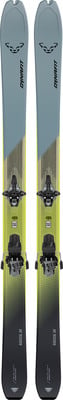 Dynafit Radical 88 Ski mit schwarzen Bindungen und grauem Design mit Katzenlogo. Dynafit Radical 88 Ski mit schwarzen Bindungen und grauem Design mit Katzenlogo.