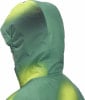 Grüne Kapuze mit Farbverlauf von Gelb zu Dunkelgrün mit Punkten.