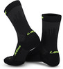 Schwarze Socken mit limettengrünem LSB-Logo und RX300-Aufdruck.