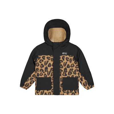 Schwarze Jacke mit Kapuze und Leopardenmuster, beige gefüttert. Schwarze Jacke mit Kapuze und Leopardenmuster, beige gefüttert.