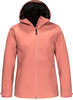Eine rosa Jacke mit Kapuze und Reißverschluss.