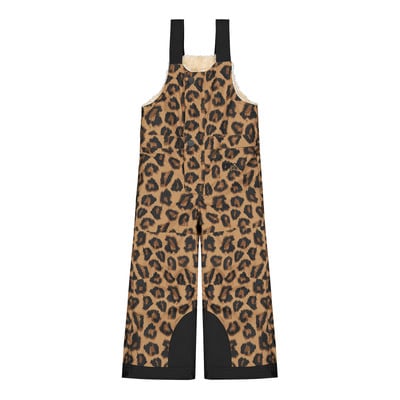 Skihose mit Leopardenmuster und Sherpa-Kragen. Skihose mit Leopardenmuster und Sherpa-Kragen.