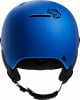 Blauer Skihelm mit Logo und verstellbarem Riemen.